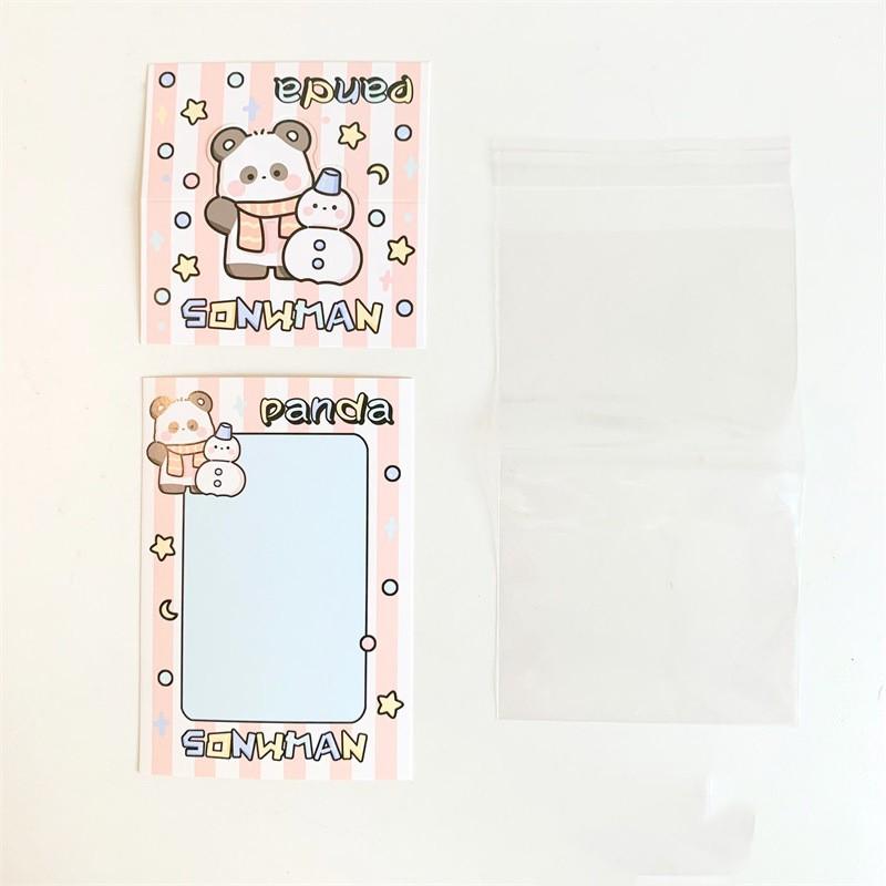 5 Set Korean Cute Animal Party Card Head Card Back Opp Bag  Star 3 Inch Photo Card DIY Packing Material Kawaii Gift Packaging