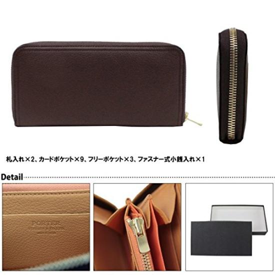 Porter PORTER Double Round Zipper Long Wallet 129-03735 (Black X Orange)