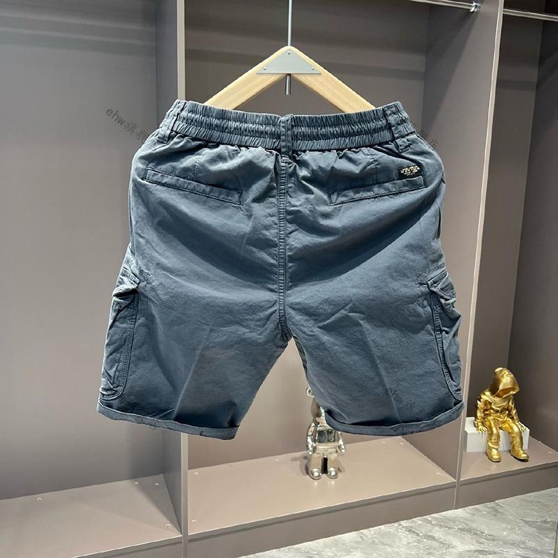 Sommer-Cargo-Shorts für Herren, Lässige Mehrzwecktaschen, Lockere Stretch-Hosen aus reiner Baumwolle, Außenbekleidung