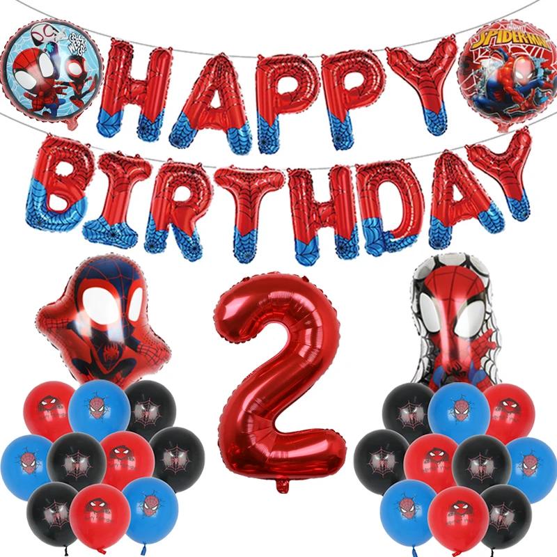 1set Spiderman Balloon Red Spiderman And Friends Aluminum Foil Balloon Baby Shower 1-9 Years Birthday Party Decorations Kids Toy