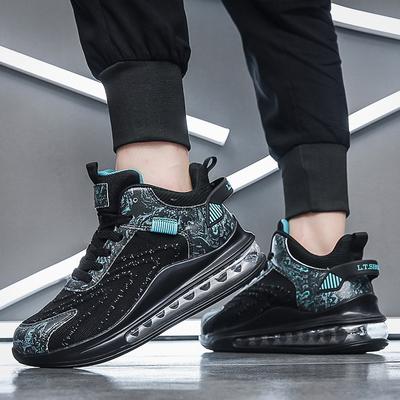 Men's Shoes Air Cushion Flying Woven Sports Shoes Large Size Casual Shoes Mesh Shoes Fish Scale Air Cushion Running Shoes
