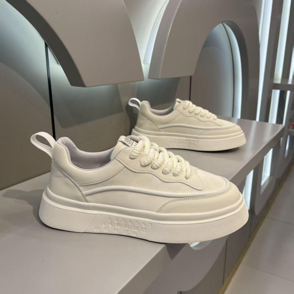 Summer 2025 Men's Breathable Sneakers, Versatile White Casual Sports Shoes with Thick Soles