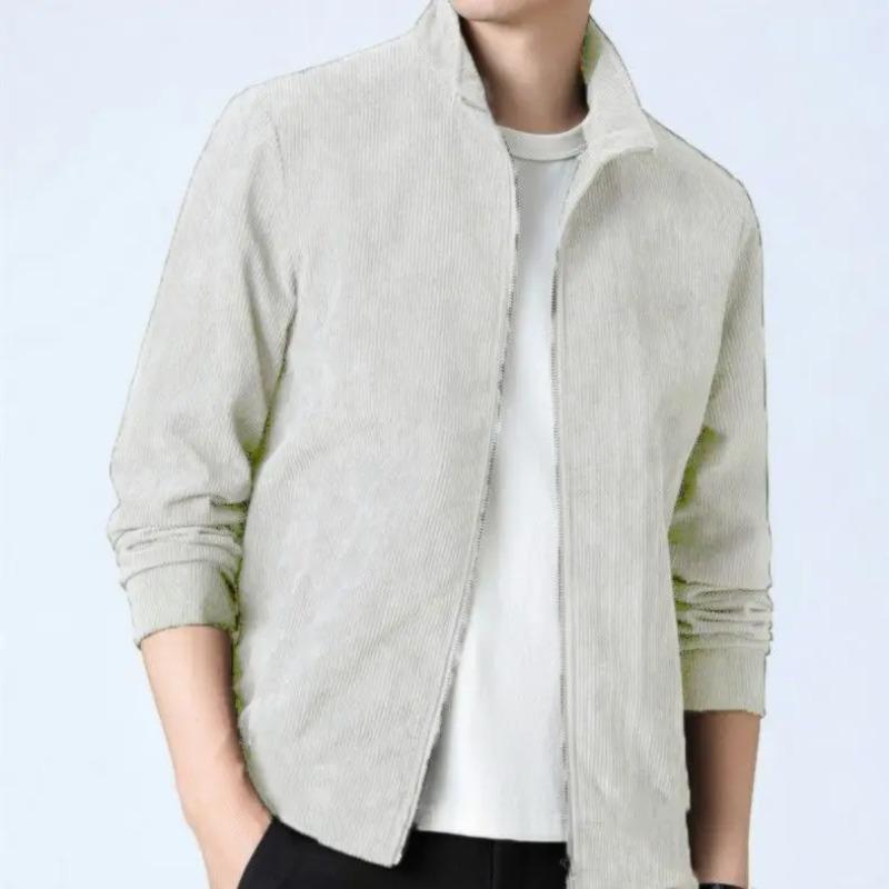 Fashion Men Loose Casual Solid Jacket Spring Autumn Korean Male Clothes Versatile Breathable Long Sleeve Zipper Cardigans Coat