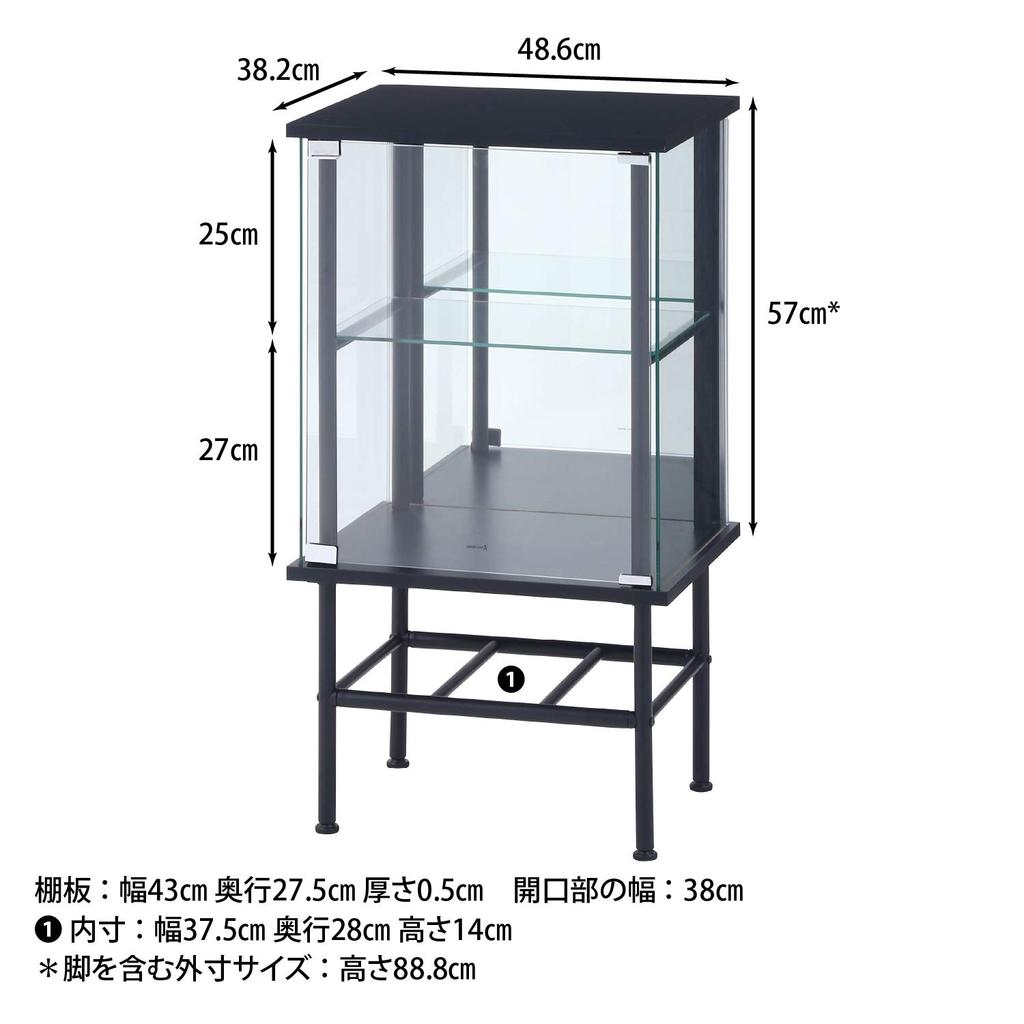 Legras Collection Case Figure Case 2 Tiers Width X Depth X Height Black Tempered Glass Rear Mirror Assembly Product Stand 99498 48.6 38.2 88.8cm