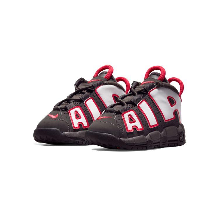 Nike Air More Uptempo TD Medium Ash Siren Red White Baby Sneakers Black DH9722-200