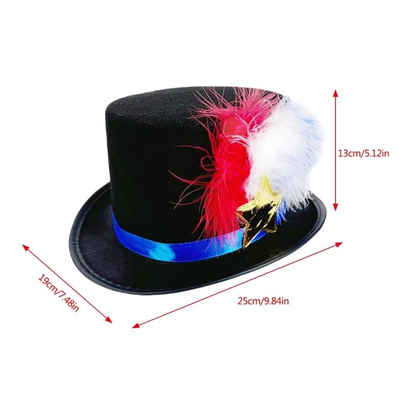 Independence Day Hat Gentleman Party Hat Evening Event Hat Felted Men Hat for Event and Theme Parties