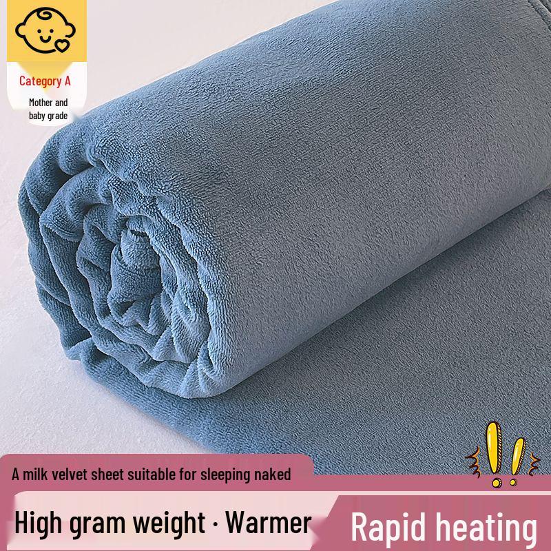 Luxurious Velvet Bed Sheet – Thick, Solid Color, for 1.5m/1.8m Beds, Ideal for Autumn/Winter