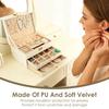 3-Layer Jewelry Box PU Velvet Liner Jewelry Storage Box with Lock Earring Necklace Bracelet Ring Organizer Jewelry Display Stand