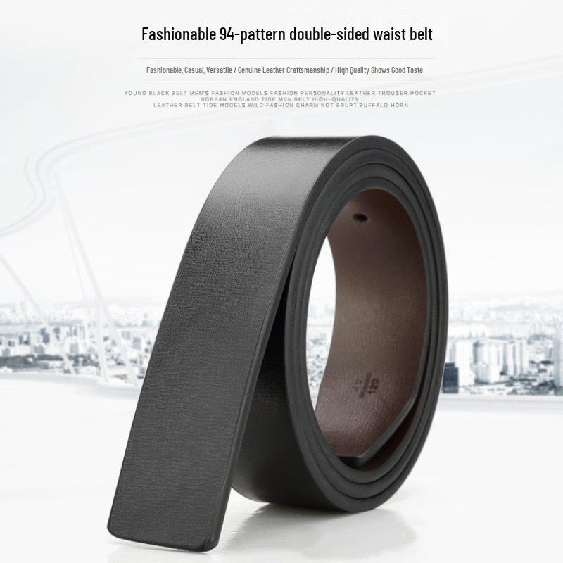 Men's Genuine Cowhide Leather Perforated Belt Strap Without Buckle