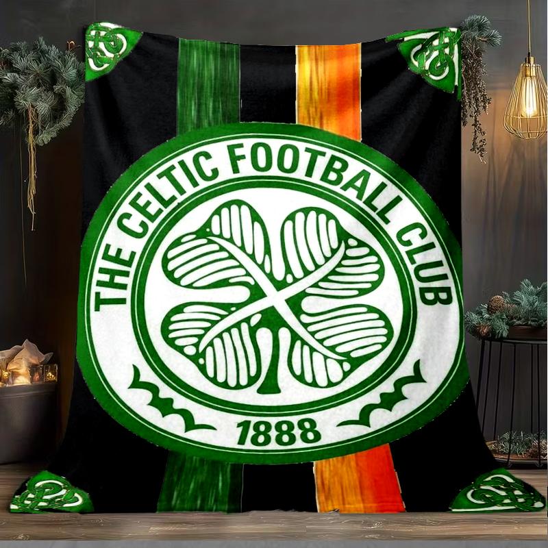 1pz Coperta Morbida in Flanella Stampata con Stemma del Celtic Football Club per Camera da Letto Adulti Soggiorno Divano Campeggio Viaggio Regali per Fan Regali di Natale