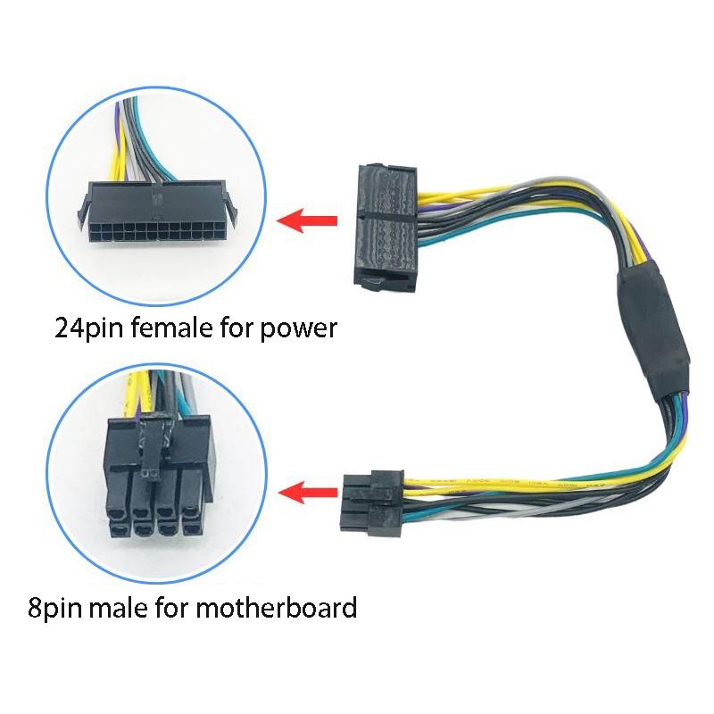 24Pin to 8Pin Converter Power Cable for DELL Optiplex 3020 7020 9020 Motherboard 8P Supply Cord 24P to 8P Power Wire Extend Line