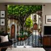 2pcs HD Garden Garden Town Decoration Curtain Green Tie Digital Printed Curtain Home Decoration Style Decoration Living Room