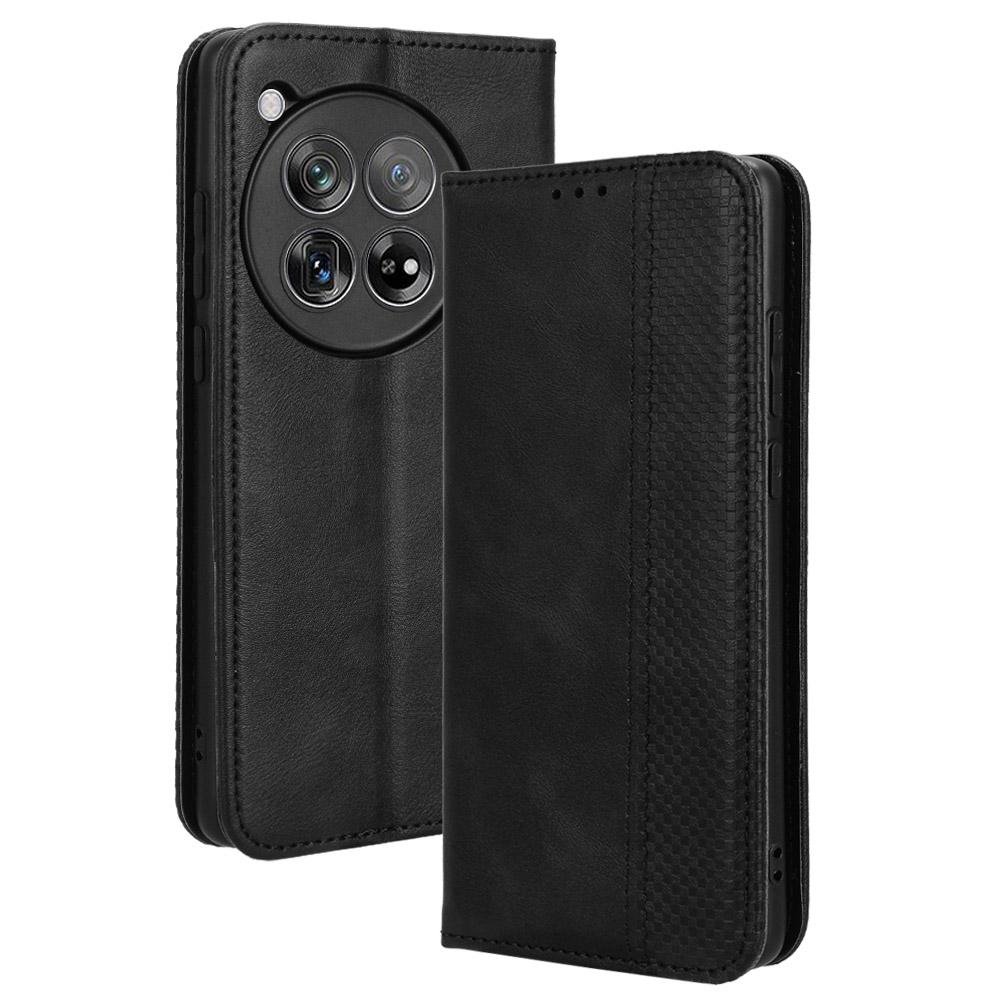 For OnePlus Ace 3 5G/12R 5G Retro Leather Case Magnetic Closing Phone Wallet Cover
