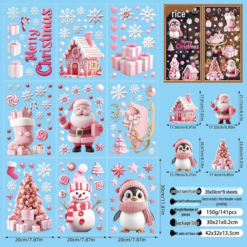 Christmas Electrostatic Window Stickers - Various Designs for Holiday Decorations