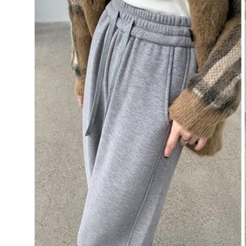 

Широкие брюки для женщин зимой плюс бархатные брюки Scimitar с высокой талией мягкие и клейкие повседневные теплые прямые брюки из клеевого риса XL