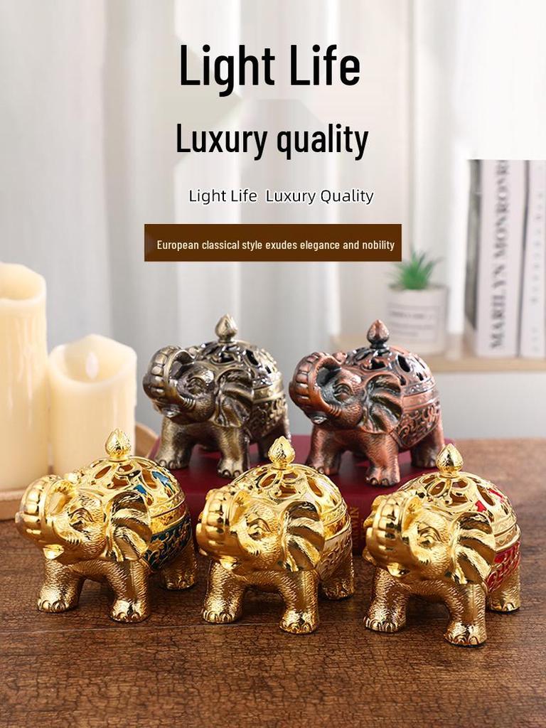 European Style Elephant Incense Burner Table Ornament