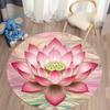 Pink Lotus Print Round Meditation Mat, Machine Washable Soft Yoga Cushion for Indoor Outdoor Decor, Portable Party Floor Pad