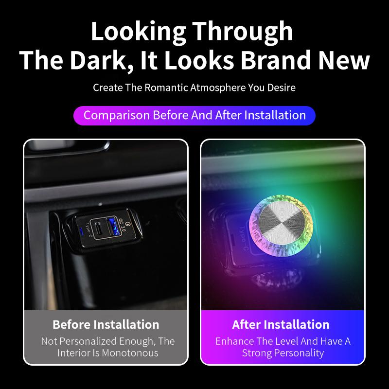 Car USB Atmosphere LED Light Colorful Night Light Free Modification Car Atmosphere Light Indoor Decoration Household Lights