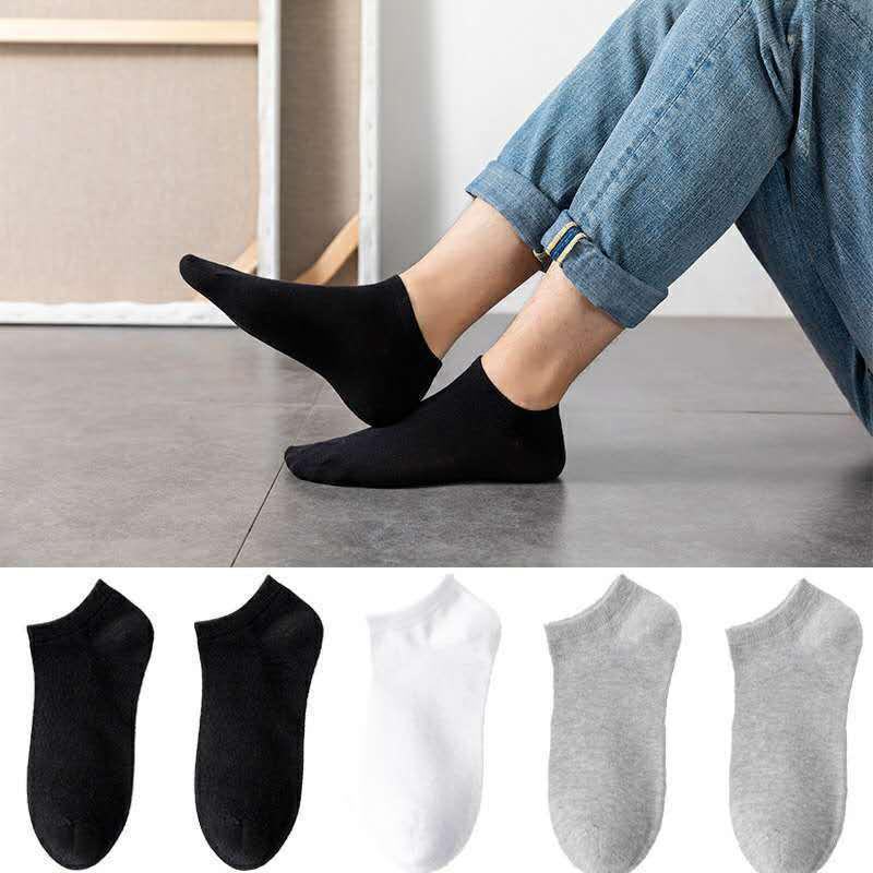 10pairs Men's Socks Low Cut Breathable Business Boat Sock Summer Solid Color Comfortable Ankle Casual Cotton White Black Socks