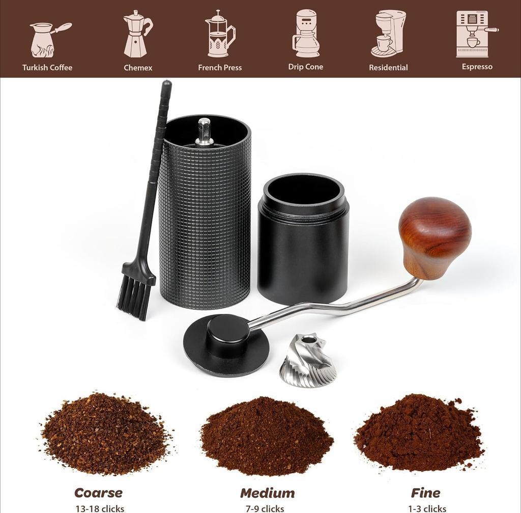 Ruční mlýnek na kávu Ruční mlýnek na kávu na espresso Přenosný mlýnek na kávu na kempování a cestování