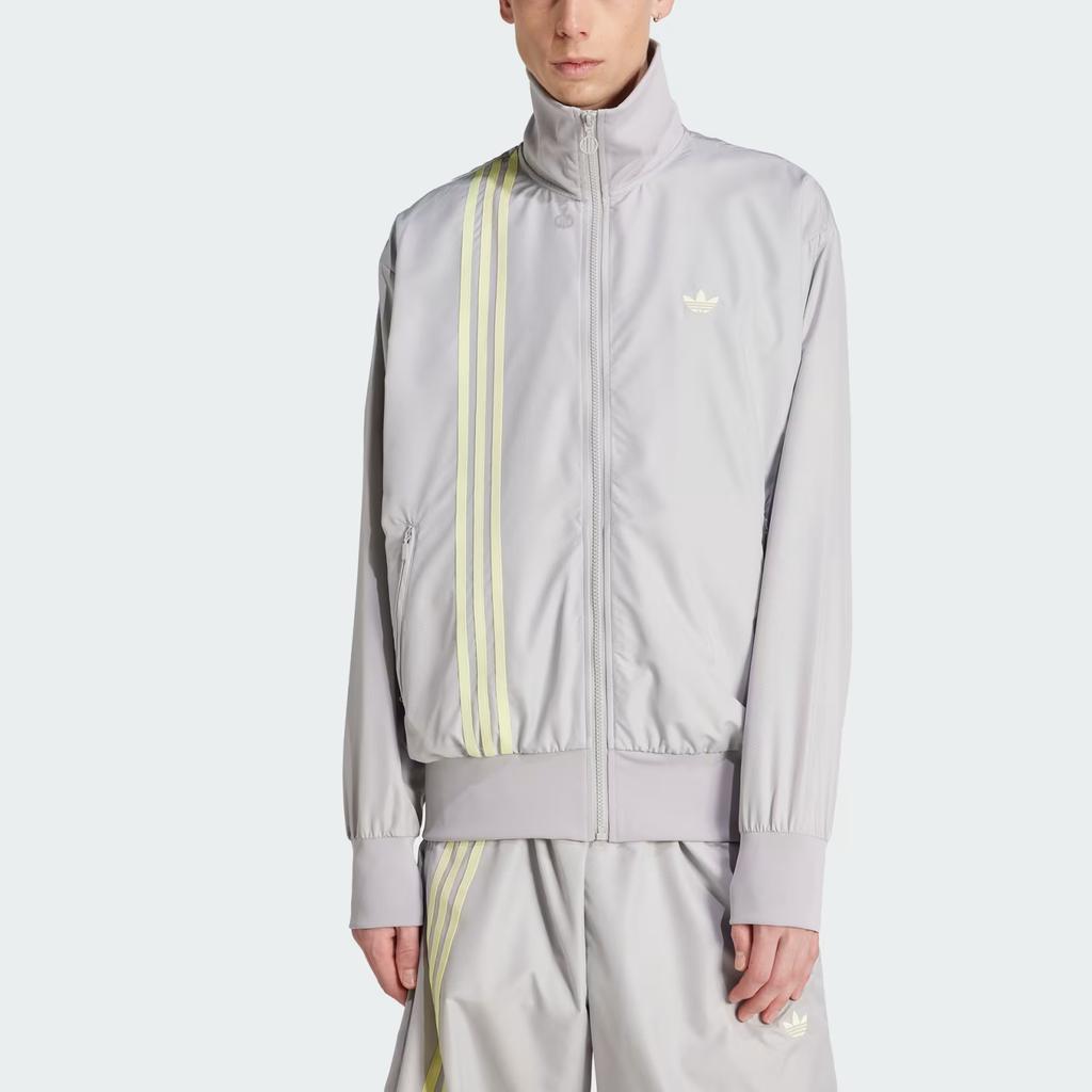 Adidas Originals Firebird Track Top Fashion Loose Striped Stand Collar Jacket Men Jacket Gray JD1289