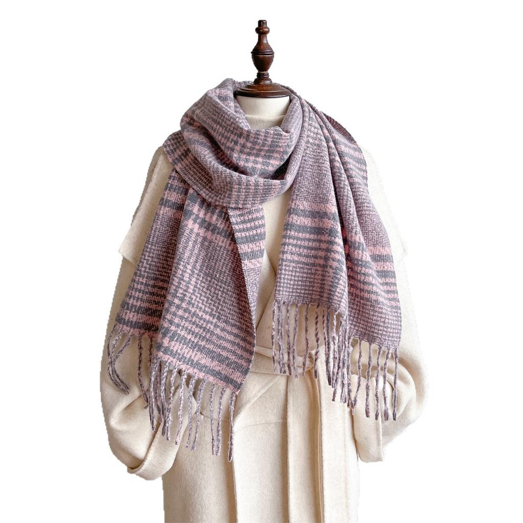 Korean Plaid Scarf Simple And Versatile Imitation Cashmere Material Soft And Skin-Friendly High-End Scarf Scarf Scarf Matching