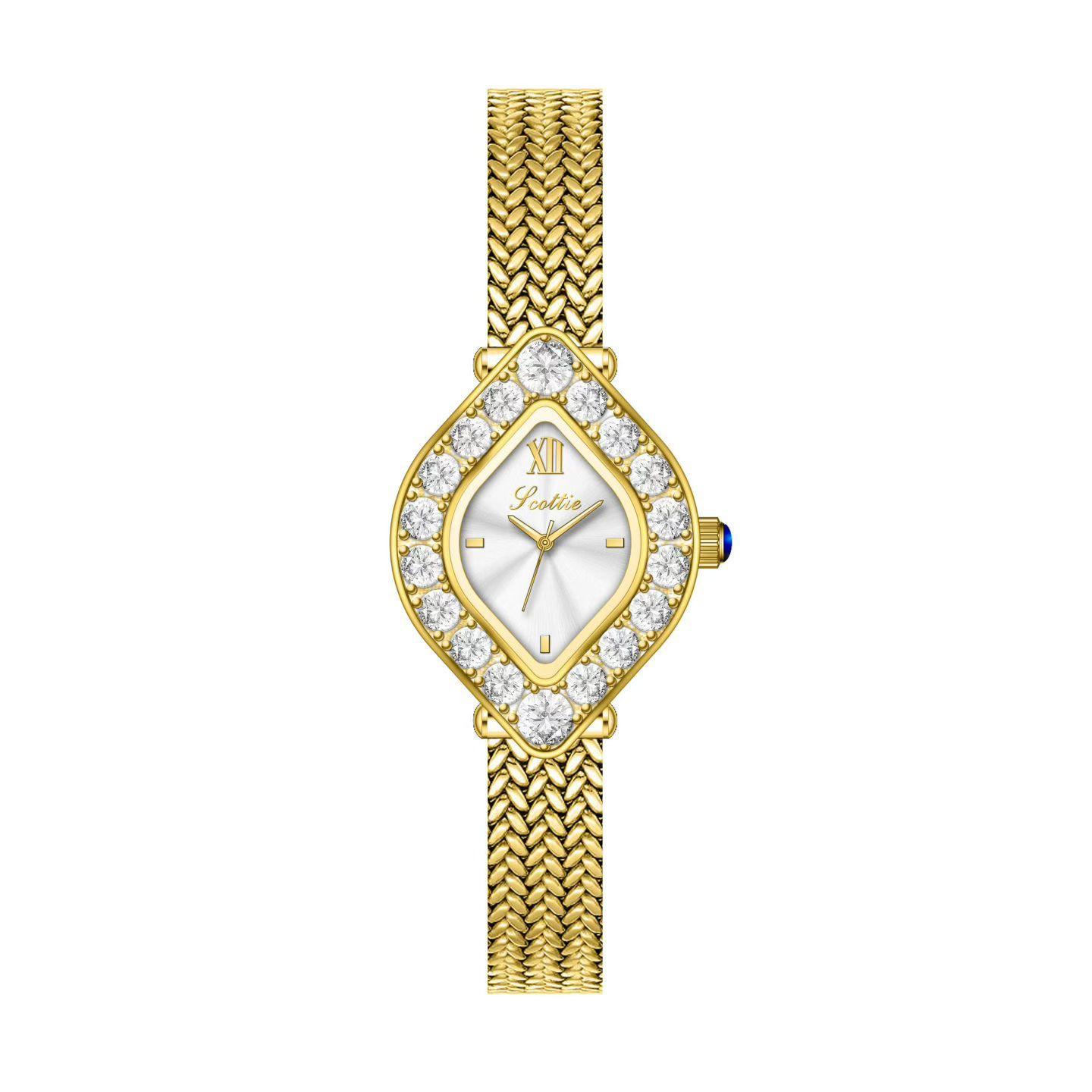 9826 diamond-encrusted diamond bracelet women s watch wheat ear mesh belt золотой