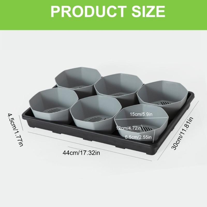 Thickened 6 Cell Round Nursery Pot Trays with 6Inch Pots Plant Shuttle Tray For Indoor And Outdoor Gardening Use