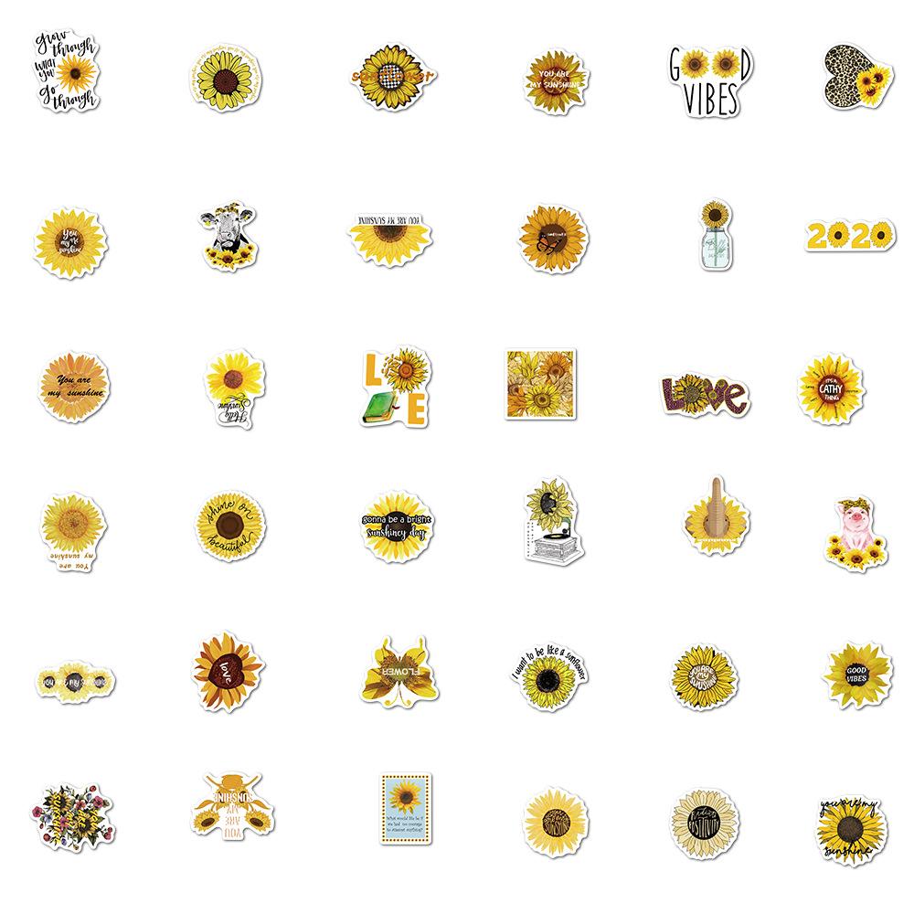 50 New Styles of Fresh Sunflower Graffiti Stickers Suitcase Guitar Skateboard Waterproof Stickers Without Glue