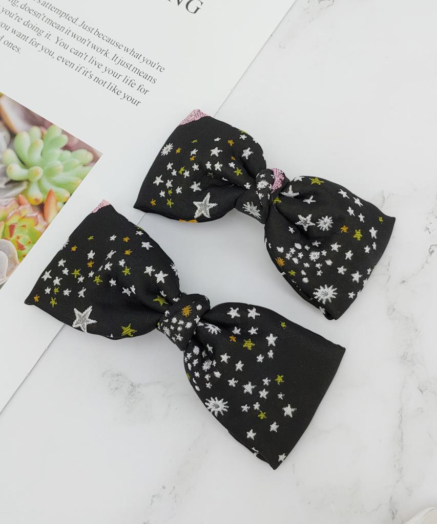 Maia Milky Way Star Jacquard Hair Ribbon Pin - Pink