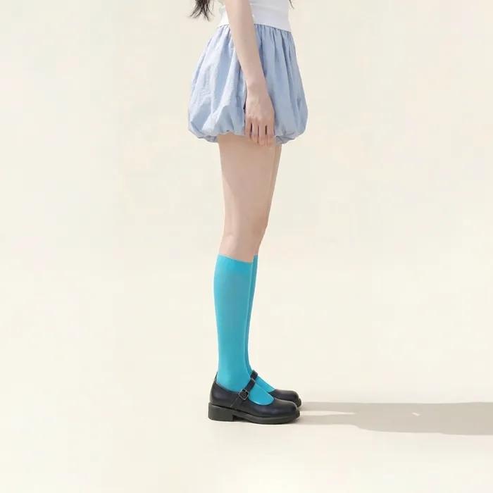 [Gift Packaging] Basic Knee Color Tights (aquablue)