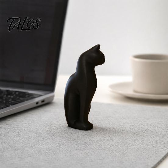 Nordic Style Cat Decor 3D Printed Kitten Sculpture, Minimalist Ornament Matte Geometric Design, Modern Home Black Pink White Statue in White,