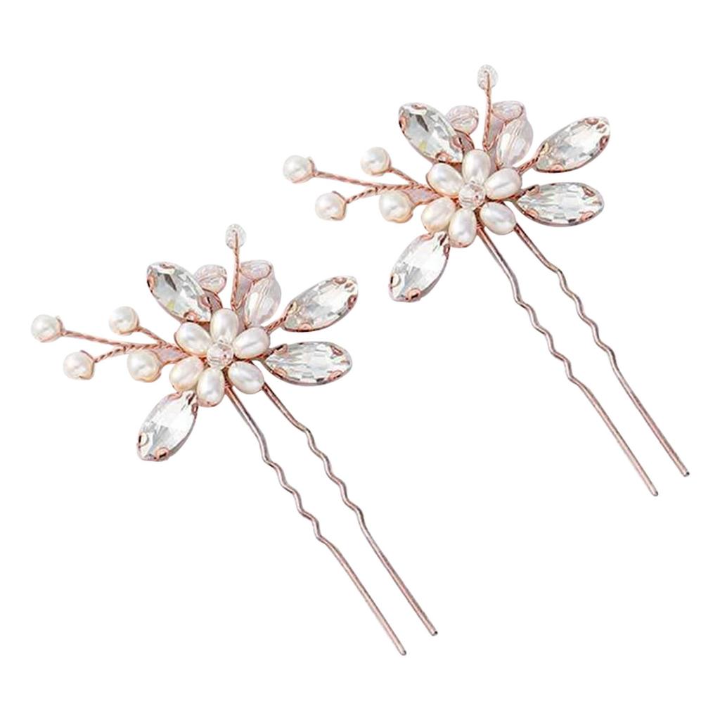 1 Pair Bridal U Shaped Hairpin Elegant Beautiful   Pearl Wedding Hair Clips for Party