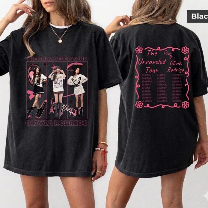 Sıcak Satış Olivia Rodrigo the Unraveled Tour 2026 Tişört Unisex Hip Hop Sokak Giyimi Tişört Y2K Gotik Pamuklu Oversize Tişörtler