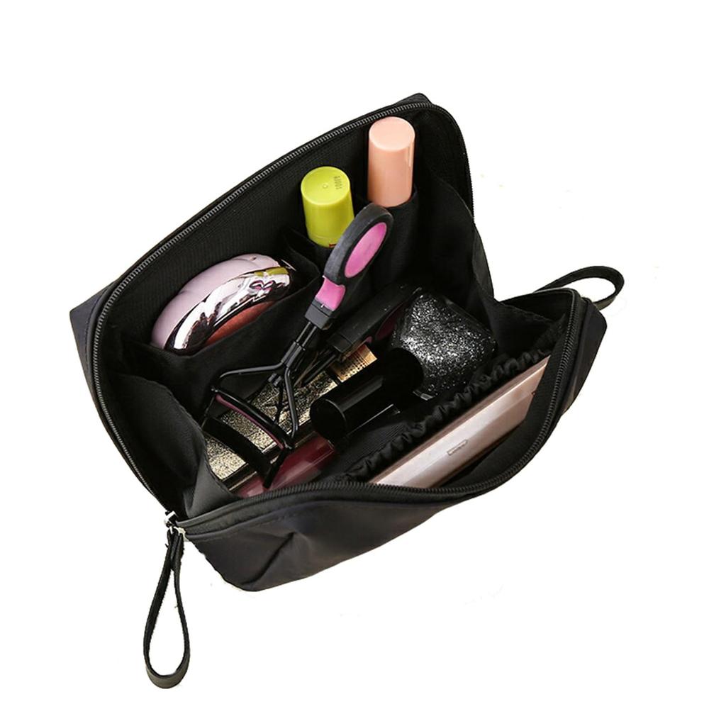 MOCOFO Plain Makeup Cosmetic Small Item Pen Large Vanity Bag Pouch, Pouch, Holder, Case, Black, Capacity, Lady's