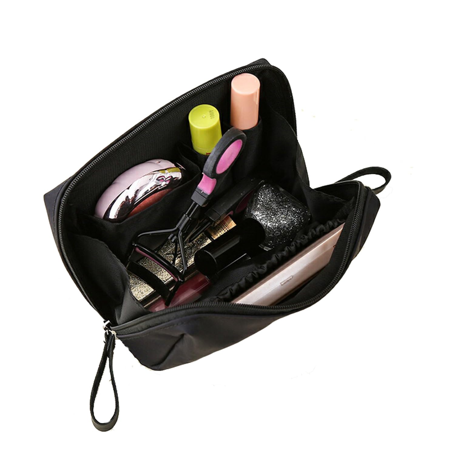 

MOCOFO Plain Makeup Cosmetic Small Item Pen Large Vanity Bag Pouch, Pouch, Holder, Case, Black, Capacity, Lady s