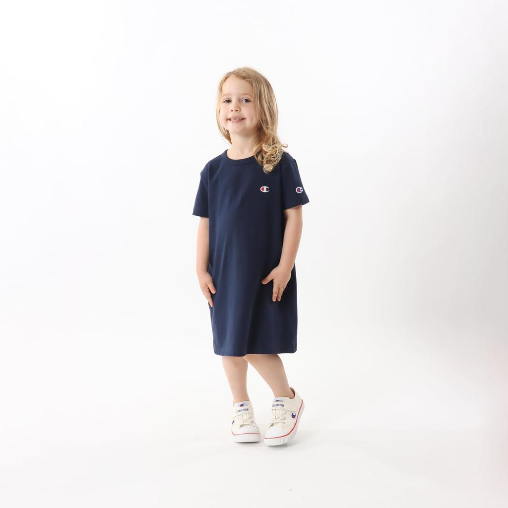 Champion Kortarmet Rundhals T-skjorte Bomull Binder Logo Størrelse 120 Barnekjole, 100% USA, Hals, Ettpunktsbroderi, Basic, Marineblå, (CK-Z331/CK-T305)
