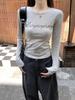 Autumn Korean Style Letter Print Round Neck Long Sleeve Women's T-shirt