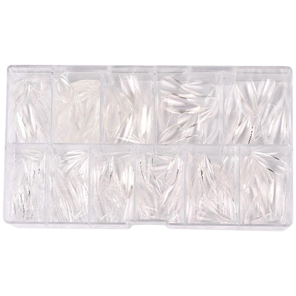 Long Fake Nails Clear Acrylic Nail Tips Almond/Stiletto Shaped False Nails 500pcs Full Cover Artificial Nails with Case