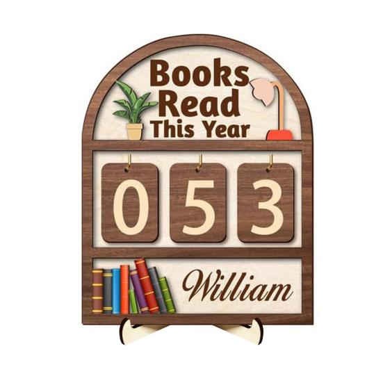 Book Read This Year Counter Sign Reading Tracker Plaque Bookshelf Decoration Handmade Wood Reading Challenge Tracker Book Lovers Gift