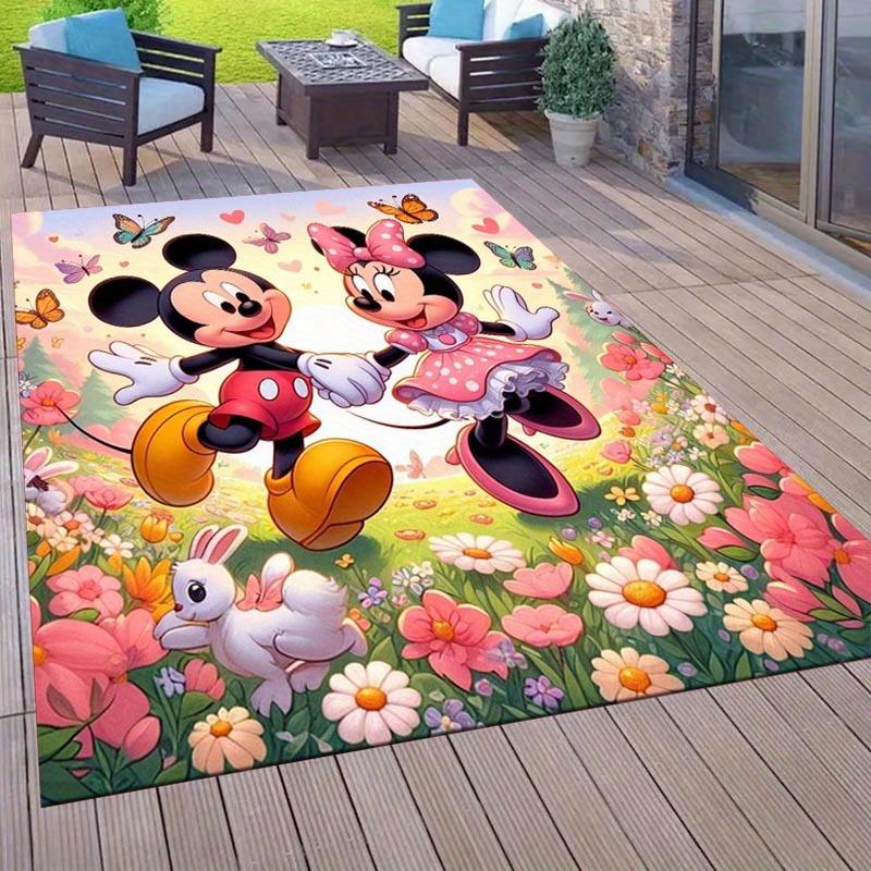 1pc Mickey Mouse Minnie Butterfly Pattern Area Rug Soft Flannel Floor Mat for Living Room, Office, Bedroom, Outdoor and Camping, Sofa Coffee