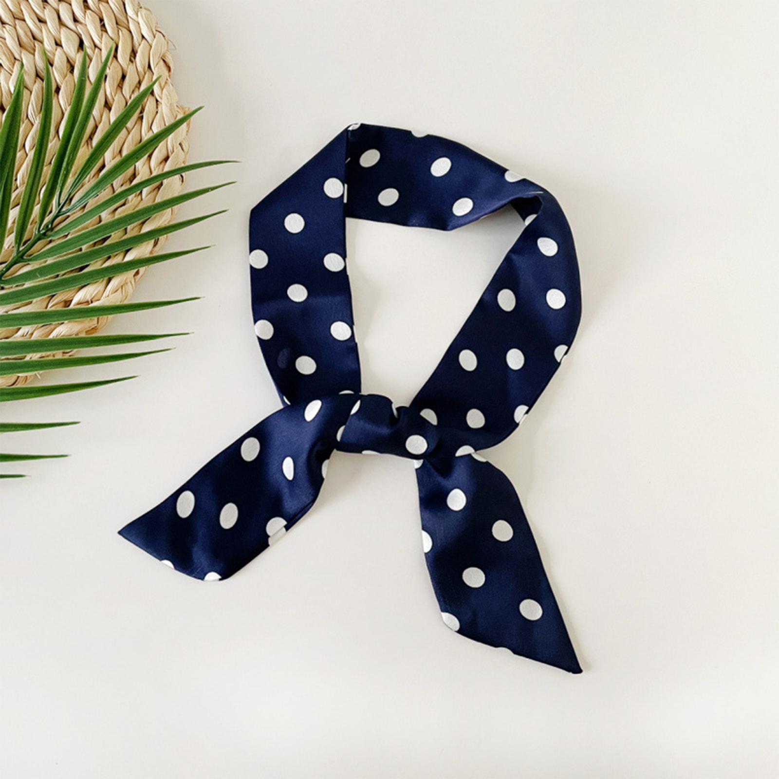 

Ladies Polka Dot Small Long Strip Ribbon Fashionable Scarf Tie Neck High-end Belt Slender Narrow Scarf One Size тёмно-синий