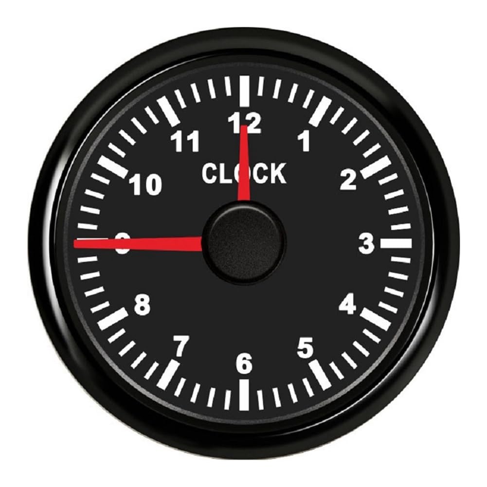 Lzcxszzm 0-12 Hour Meter 2" 52mm Watch Gauge with Red Backlit Instrument Show Clock
