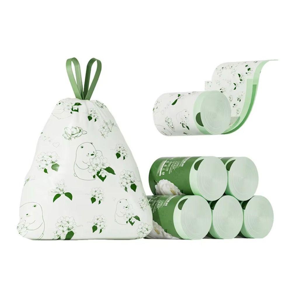 30/50/100pcs/rolls Thickened Material Drawstring Garbage Bag Camellia Fragrance Bag  Household Use