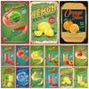 Vintage Fresh Juice Metal Tin Sign Summer Time Metal Plates Lemon Cherry Bar Sign Orange Fruit Wall Art Decor WY