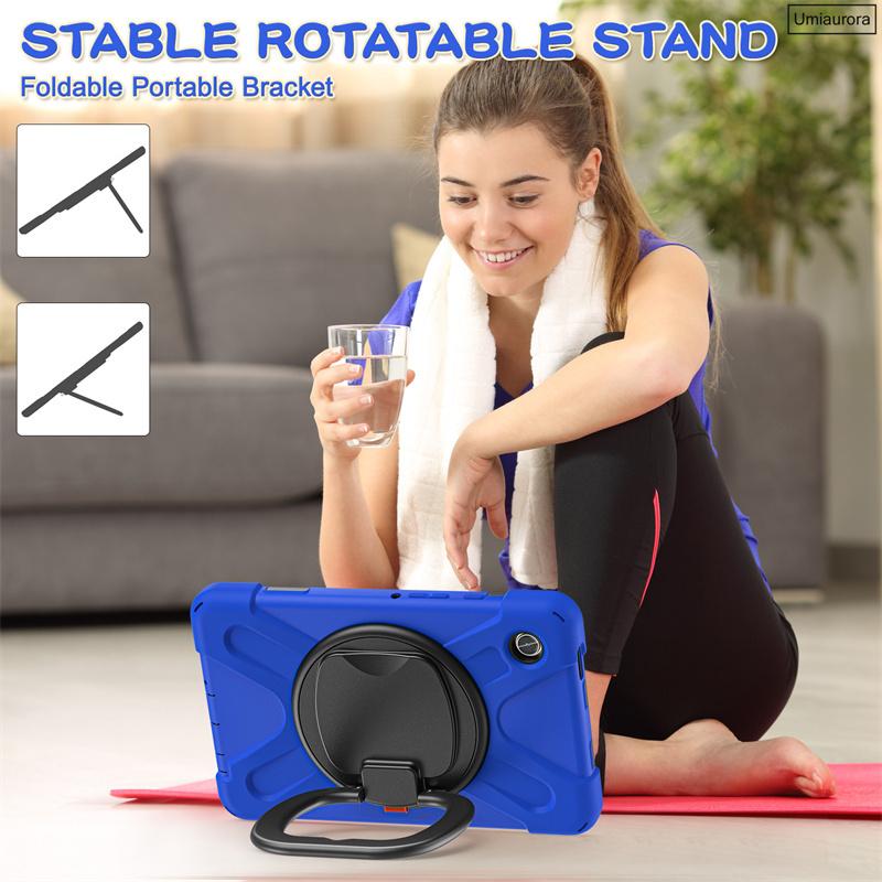 For Samsung Tab A7 A8 A9 A11 Plus SM-X230 X210 X200 T220 S6 Lite 10.4" Shockproof Tablet Case Pull Ring Stand Strap Rugged Funda