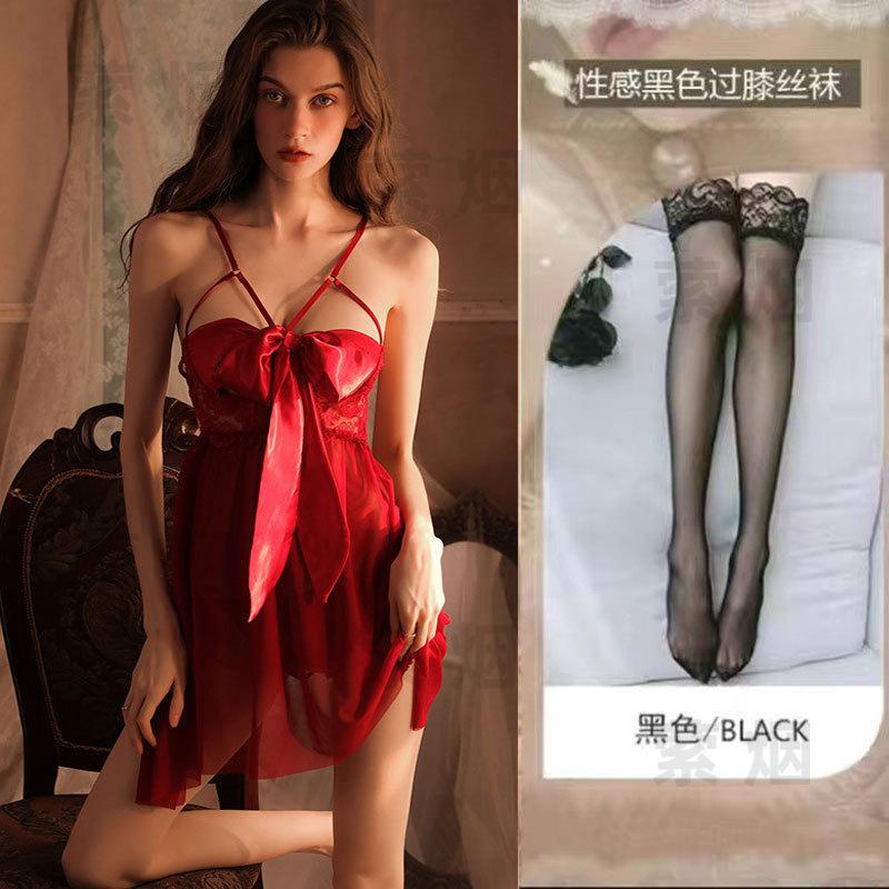 Sex underwear women's sexy large size lace backless uniform new temptation bow passion suit