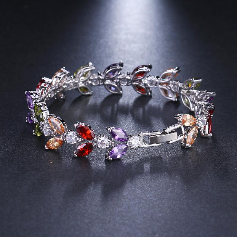 Emmaya Vendita Braccialetti a Catena Lussuosi Multicolore Zircone Cubico Intarsio Charms Braccialetto da Polso Sposa Per Donne Nuziale Gioielli Nuziali Lusso Catena