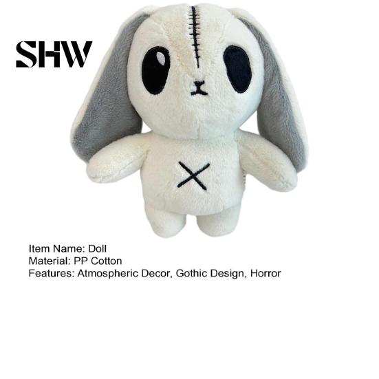 Embroidered Gothic Plushie Halloween Horror Bunny Plush Toy, Cute Creepy Rabbit Stuffed Animal Peripheral Collection Doll for Kids, Soft Collectible