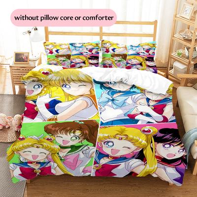 Sailor Moon Color Collage Duvet Cover & Pillowcases, Sailor Moon Fan Bedroom Bedding, Perfect Gift.chl